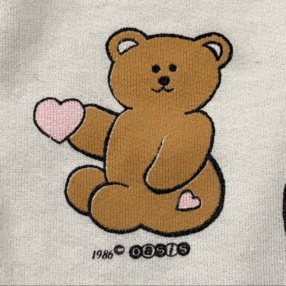 Vintage 1986 Oasis Teddy Bear Crewneck Lightweight Sweatshirt - Picture 6 of 11
